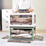 Faltbare Kunststoff-Aufbewahrungsbox Stapelbarer Aufbewahrungs-Organizer mit Rollen, Weiß 37 x 26,5 x 22 cm, Gelb 37 x 26,5 x 22 cm, Grün 37 x 26,5 x 22 cm, Weißer Holzdeckel 37 x 26,5 x 22 cm, Gelber Holzdeckel 37 x 26,5 x 22 cm
