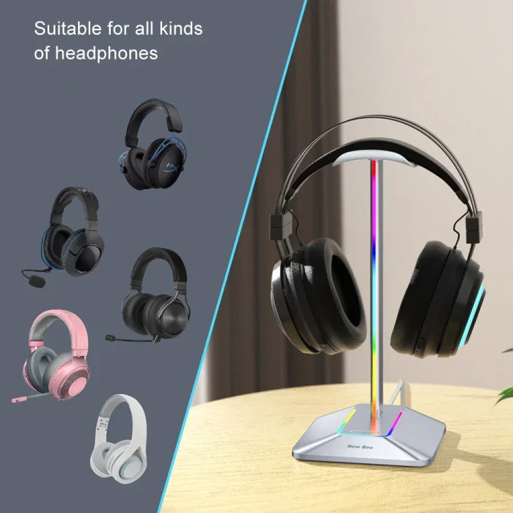 New Bee Dual Output Bunter Headset-Display-Rack HUB Erweiterungs-Kopfhörerhalter, Z8 Schwarz, Z8 Silber, Z9 Ohne Erweiterungsschnittstelle Schwarz, Z9 Ohne Erweiterungsschnittstelle Silber