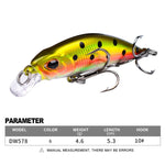5,3cm 4,6g Sinkender Minnow Köder Langwurf Bionischer Kunststoff Hartköder Angelgerät, PROBEROS DW577 8003 Haken, PROBEROS DW578 Normaler Haken
