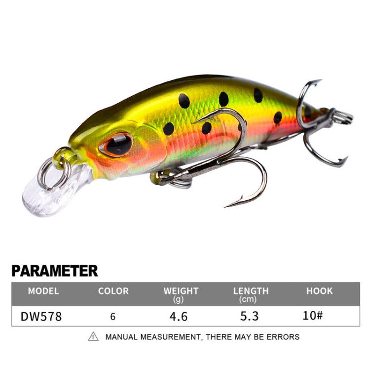 5,3cm 4,6g Sinkender Minnow Köder Langwurf Bionischer Kunststoff Hartköder Angelgerät, PROBEROS DW577 8003 Haken, PROBEROS DW578 Normaler Haken