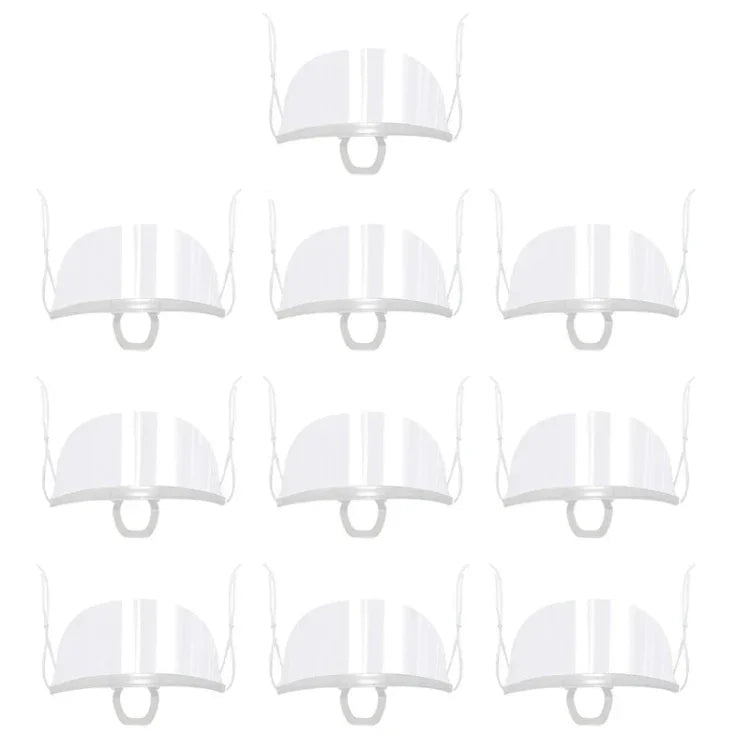 10 Stück/Beutel Wiederverwendbare transparente Restaurant-Maske Koch Anti-Beschlag und Anti-Spritzer Kunststoffmasken