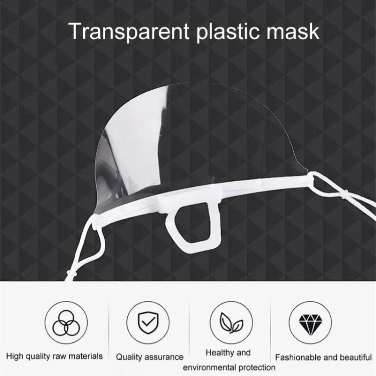 10 Stück/Beutel Wiederverwendbare transparente Restaurant-Maske Koch Anti-Beschlag und Anti-Spritzer Kunststoffmasken
