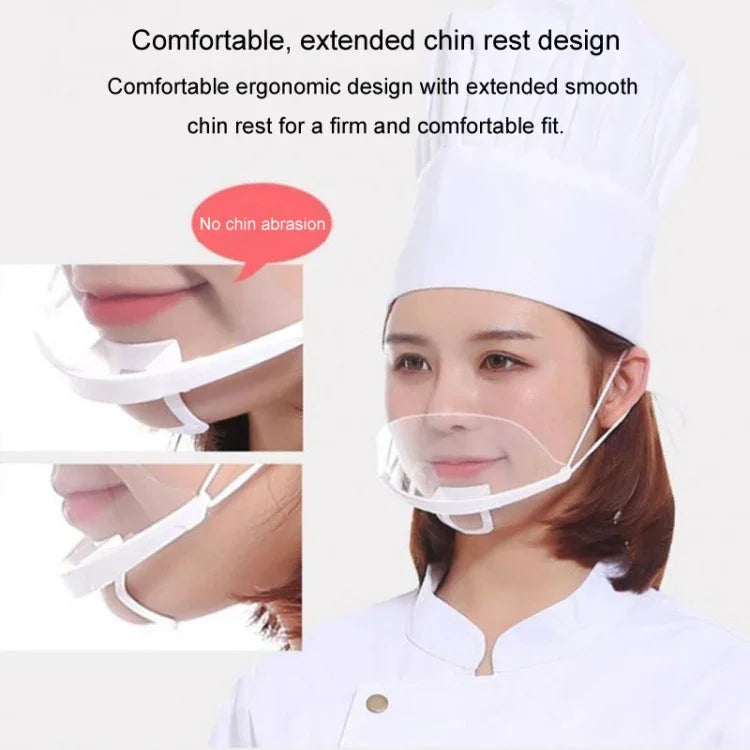 10 Stück/Beutel Wiederverwendbare transparente Restaurant-Maske Koch Anti-Beschlag und Anti-Spritzer Kunststoffmasken
