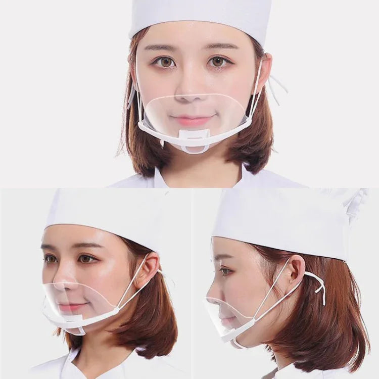 10 Stück/Beutel Wiederverwendbare transparente Restaurant-Maske Koch Anti-Beschlag und Anti-Spritzer Kunststoffmasken