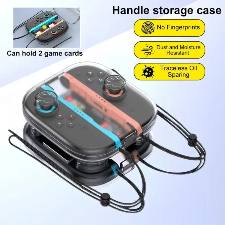 Für Nintendo Switch 2 Joy-Con Kristall-Aufbewahrungstasche Organizer Kratzfestes Reiseetui mit 2 Spielkartenfächern, Grifftasche Transparent Weiß, Grifftasche Transparent Schwarz