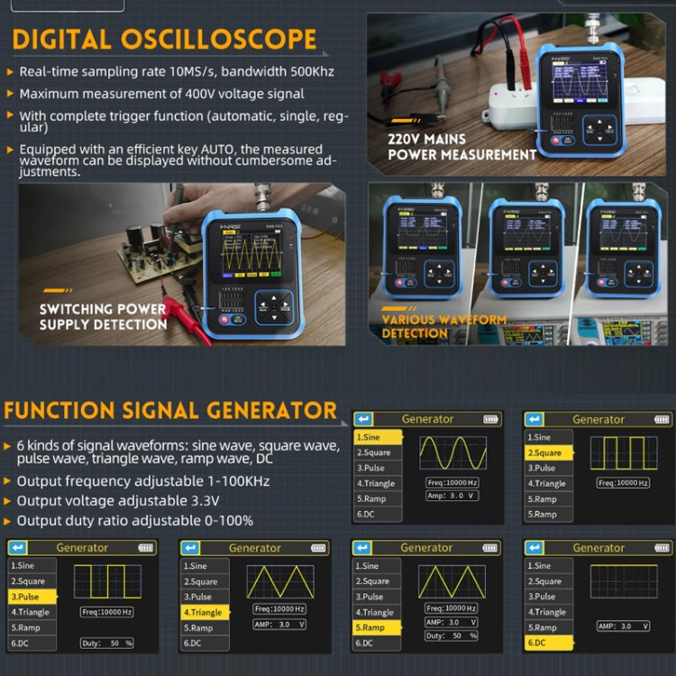 FNIRSI 3-in-1 Handheld Digitaloszilloskop LCR Transistortester, DSO-TC3 Standard, DSO-TC3 Upgrade