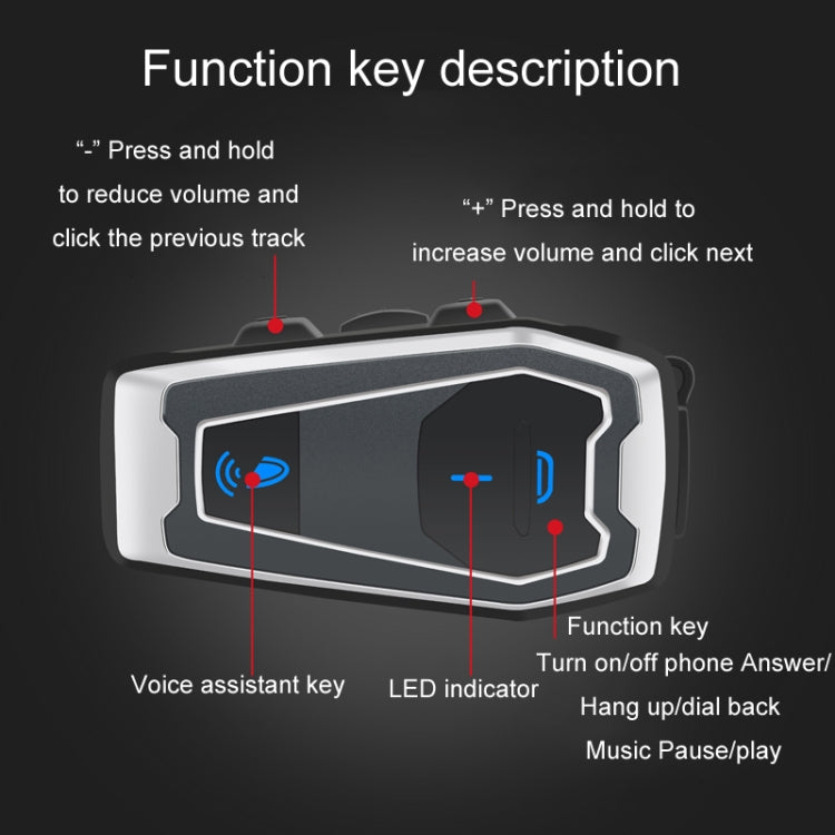 Motorradhelm Bluetooth 5.0 Stereo Musik Fahrradkopfhörer, V10