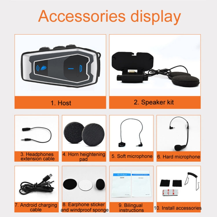 Motorradhelm Bluetooth 5.0 Stereo Musik Fahrradkopfhörer, V10