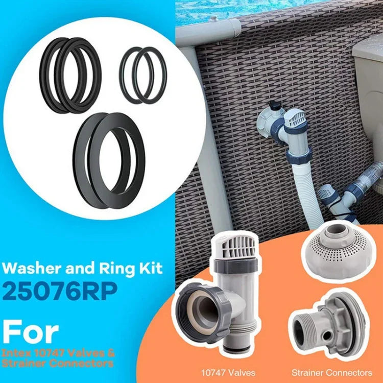 Für Intex Pool Ablassventile O-Ring Gummi 25076RP Dichtungsscheiben-Set, 6 Stück/Set, 2 Stück 10745, 2 Stück 10262, 2 Stück 10255