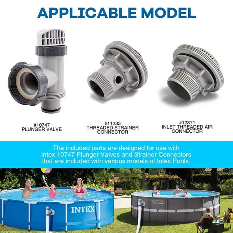 Für Intex Pool Ablassventile O-Ring Gummi 25076RP Dichtungsscheiben-Set, 6 Stück/Set, 2 Stück 10745, 2 Stück 10262, 2 Stück 10255