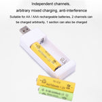 Direkt Eingestecktes 2 Steckplätze USB AA / AAA Wiederaufladbares Batterieladegerät, USB 2 Steckplätze