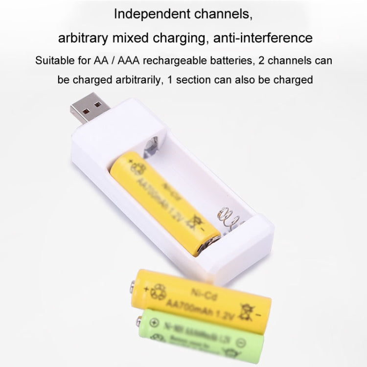Direkt Eingestecktes 2 Steckplätze USB AA / AAA Wiederaufladbares Batterieladegerät, USB 2 Steckplätze
