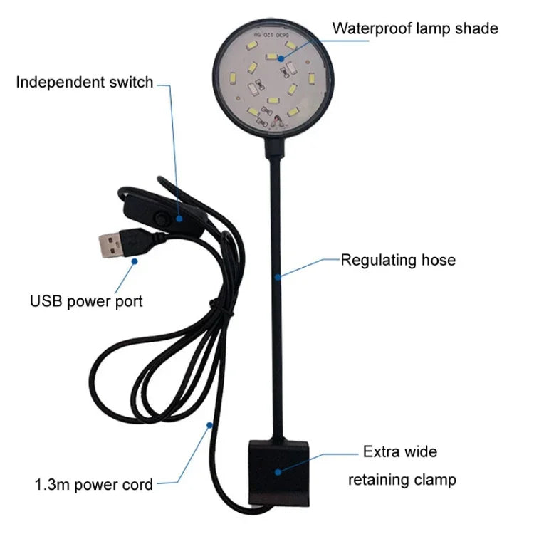 5W Aquarium-LED-Clip-Lampe USB-Stecker Beleuchtung Aquarium durchscheinende Wasserpflanzenlampe