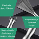 304 Thickened Lengthened Steel Wire Pot Brush Stainless Steel Cleaning Brush For Kitchen, 25.5cm
