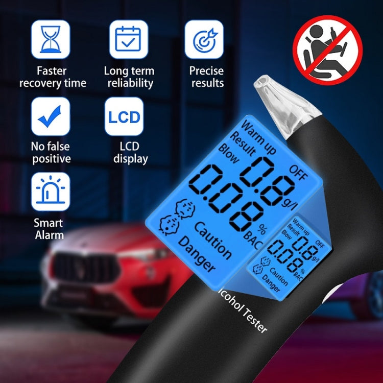 LCD Detector Backlight Light Breath Alcohol Tester, AT69S With 4 Mouthpieces Box, AT69S With 12 Mouthpieces Box
