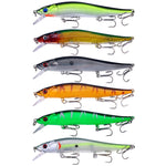 6 Farben / Set HENGJIA MI169 Untergetauchter Minnow Attrappe Lua Harte Angelköder, 12cm 13,6g