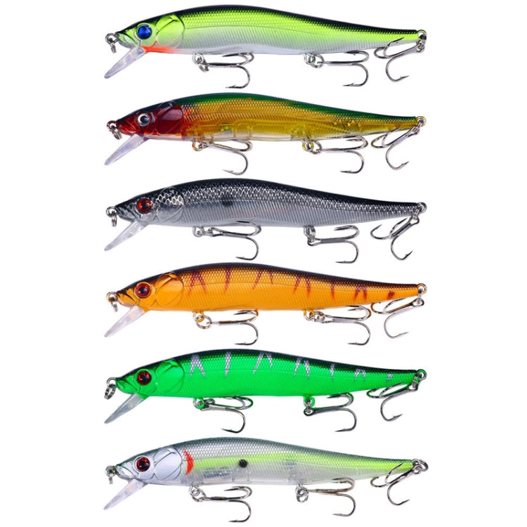 6 Farben / Set HENGJIA MI169 Untergetauchter Minnow Attrappe Lua Harte Angelköder, 12cm 13,6g