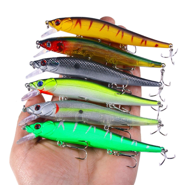 6 Farben / Set HENGJIA MI169 Untergetauchter Minnow Attrappe Lua Harte Angelköder, 12cm 13,6g