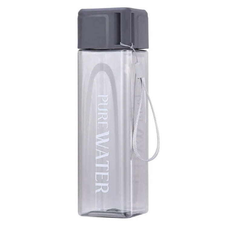 Einfache quadratische Tasse, tragbarer auslaufsicherer Plastikbecher, Sport-Campingflasche, 500 ml