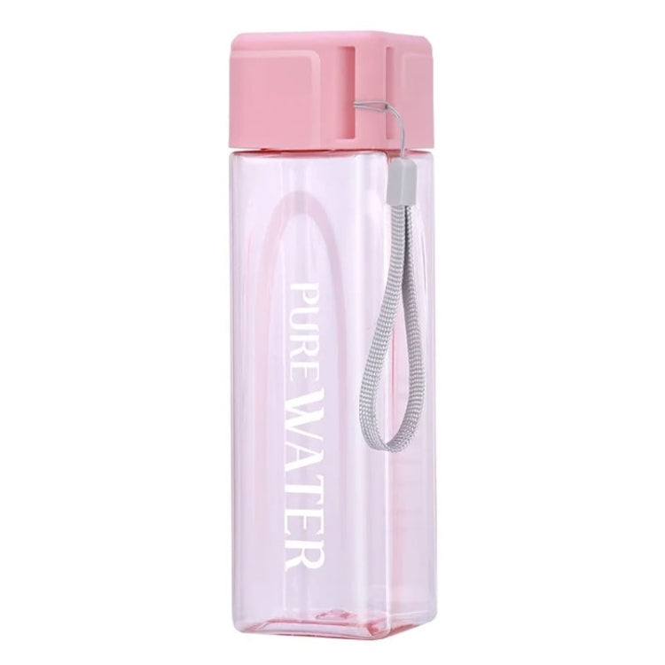 Einfache quadratische Tasse, tragbarer auslaufsicherer Plastikbecher, Sport-Campingflasche, 500 ml