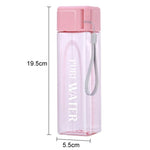 Einfache quadratische Tasse, tragbarer auslaufsicherer Plastikbecher, Sport-Campingflasche, 500 ml