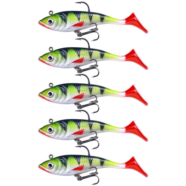5 Stück / Pack HENGJIA SO071 T-Schwanz Bleiköder Lua Weicher Angelköder, 8,5cm 10,6g