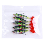 5 Stück / Pack HENGJIA SO071 T-Schwanz Bleiköder Lua Weicher Angelköder, 8,5cm 10,6g