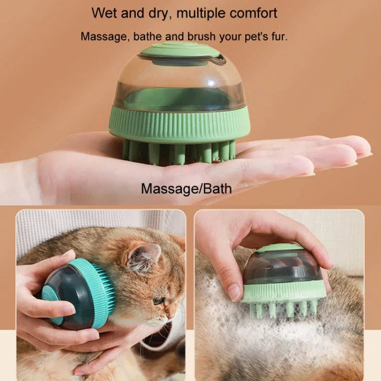 Nachfüllbare Duschgel-Kapsel für die Tierpflege, geeignet für Katzen und Hunde, inklusive Massagebürste