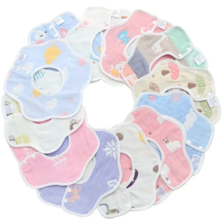 2 Stück doppelseitiger wasserdichter Baby-Lätzchen mit Blütenblättern, sechs Lagen Gaze Baumwolle Pflaumen-Lätzchen, Zedernrosa