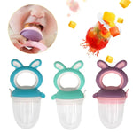 Baby-Schnuller-Obst- und Gemüse-Zubereiter-Beißring, groß blau, mittel blau, klein blau, groß grün, mittel grün, klein grün, groß lila, mittel lila, klein lila