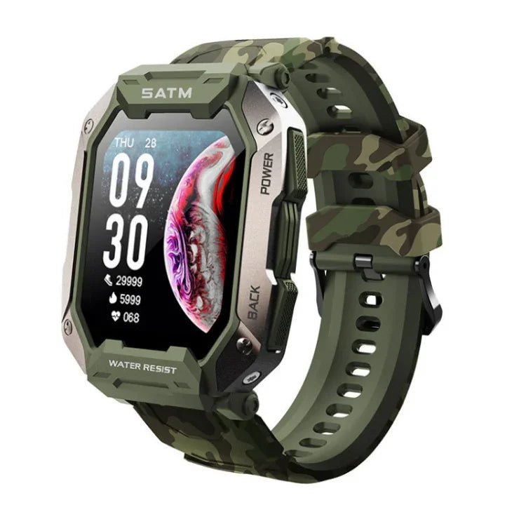 C20Plus 1,81-Zoll Gesundheitsüberwachung Wasserdichte Bluetooth-Anruf Smartwatch, Camouflage-Grün