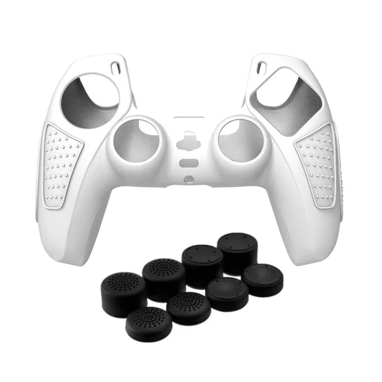 Schutzhülle aus Silikon für PS5-Gamepad, rutschfest, weich, in Weiß, Blau, Schwarz, Weiß + 2 Kappen, Blau + 2 Kappen, Schwarz + 2 Kappen, Weiß + 8 Kappen, Blau + 8 Kappen, Schwarz + 8 Kappen