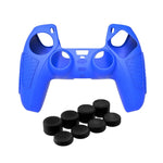 Schutzhülle aus Silikon für PS5-Gamepad, rutschfest, weich, in Weiß, Blau, Schwarz, Weiß + 2 Kappen, Blau + 2 Kappen, Schwarz + 2 Kappen, Weiß + 8 Kappen, Blau + 8 Kappen, Schwarz + 8 Kappen