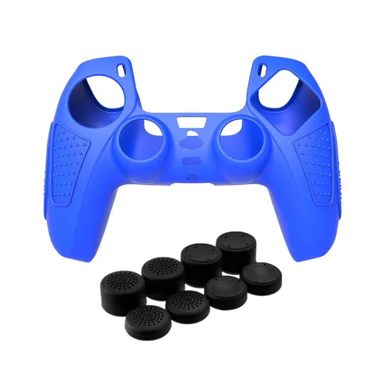 Schutzhülle aus Silikon für PS5-Gamepad, rutschfest, weich, in Weiß, Blau, Schwarz, Weiß + 2 Kappen, Blau + 2 Kappen, Schwarz + 2 Kappen, Weiß + 8 Kappen, Blau + 8 Kappen, Schwarz + 8 Kappen