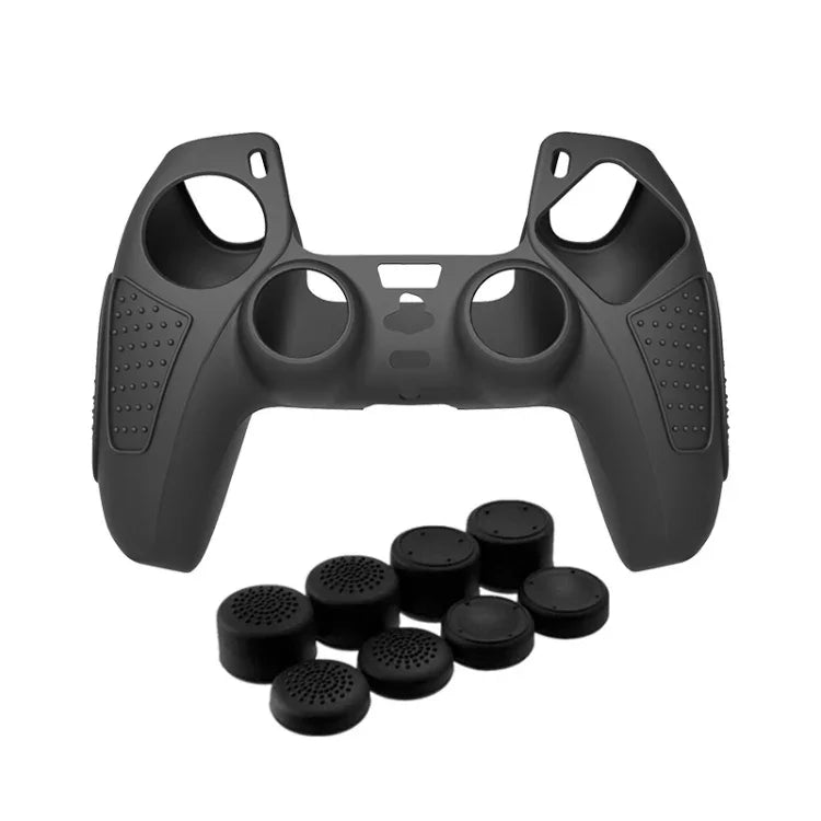 Schutzhülle aus Silikon für PS5-Gamepad, rutschfest, weich, in Weiß, Blau, Schwarz, Weiß + 2 Kappen, Blau + 2 Kappen, Schwarz + 2 Kappen, Weiß + 8 Kappen, Blau + 8 Kappen, Schwarz + 8 Kappen