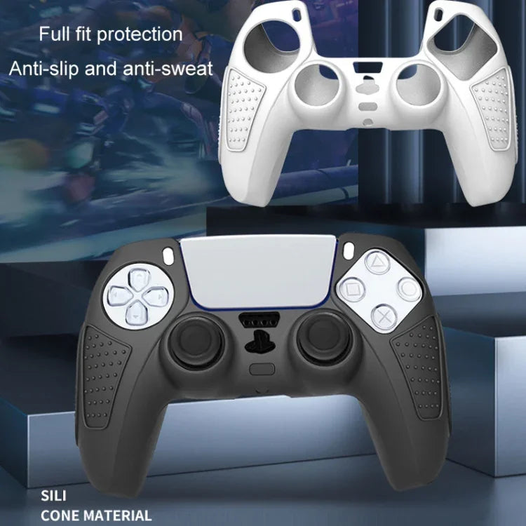 Schutzhülle aus Silikon für PS5-Gamepad, rutschfest, weich, in Weiß, Blau, Schwarz, Weiß + 2 Kappen, Blau + 2 Kappen, Schwarz + 2 Kappen, Weiß + 8 Kappen, Blau + 8 Kappen, Schwarz + 8 Kappen