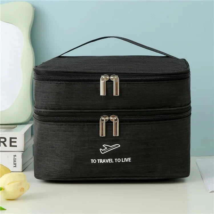 Kationische, doppellagige Kosmetiktasche, große Fassungskraft, Handwaschtasche, verdickte, wasserdichte Reiseaufbewahrungstasche