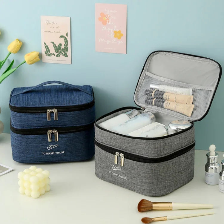 Kationische, doppellagige Kosmetiktasche, große Fassungskraft, Handwaschtasche, verdickte, wasserdichte Reiseaufbewahrungstasche