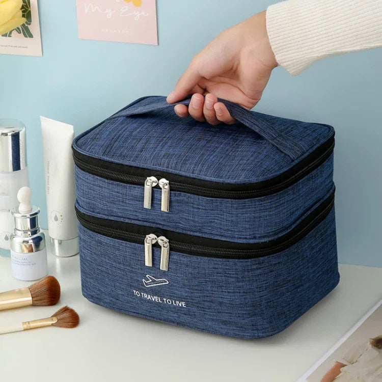 Kationische, doppellagige Kosmetiktasche, große Fassungskraft, Handwaschtasche, verdickte, wasserdichte Reiseaufbewahrungstasche