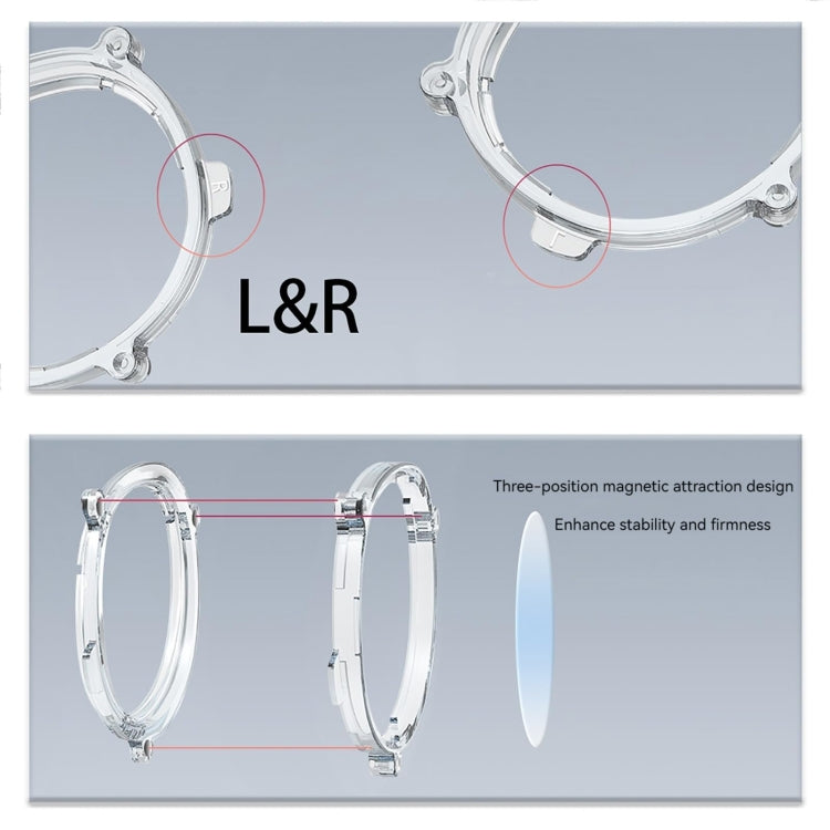 Für Meta Quest 3 VR Magnetische Brillengestelle, L&R Rahmen Transparent, Anti-Blaulicht Linse+Rahmen Transparent, L&R Rahmen Schwarz, Anti-Blaulicht Linse+Rahmen Schwarz