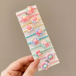 10er-Set hübsche Haarbänder für Kinder, kleine, unzerbrechliche Haarbänder, Blumen 1, Avocado, Obst und Gemüse, Blumen 2, bunte achtblättrige Blumen, rosa Bonbons, Frosch, Eiscreme, Wassermelone, transparente Gänseblümchen, cremefarbene...