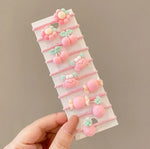 10er-Set hübsche Haarbänder für Kinder, kleine, unzerbrechliche Haarbänder, Blumen 1, Avocado, Obst und Gemüse, Blumen 2, bunte achtblättrige Blumen, rosa Bonbons, Frosch, Eiscreme, Wassermelone, transparente Gänseblümchen, cremefarbene...