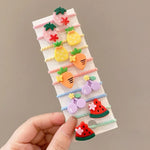 10er-Set hübsche Haarbänder für Kinder, kleine, unzerbrechliche Haarbänder, Blumen 1, Avocado, Obst und Gemüse, Blumen 2, bunte achtblättrige Blumen, rosa Bonbons, Frosch, Eiscreme, Wassermelone, transparente Gänseblümchen, cremefarbene...