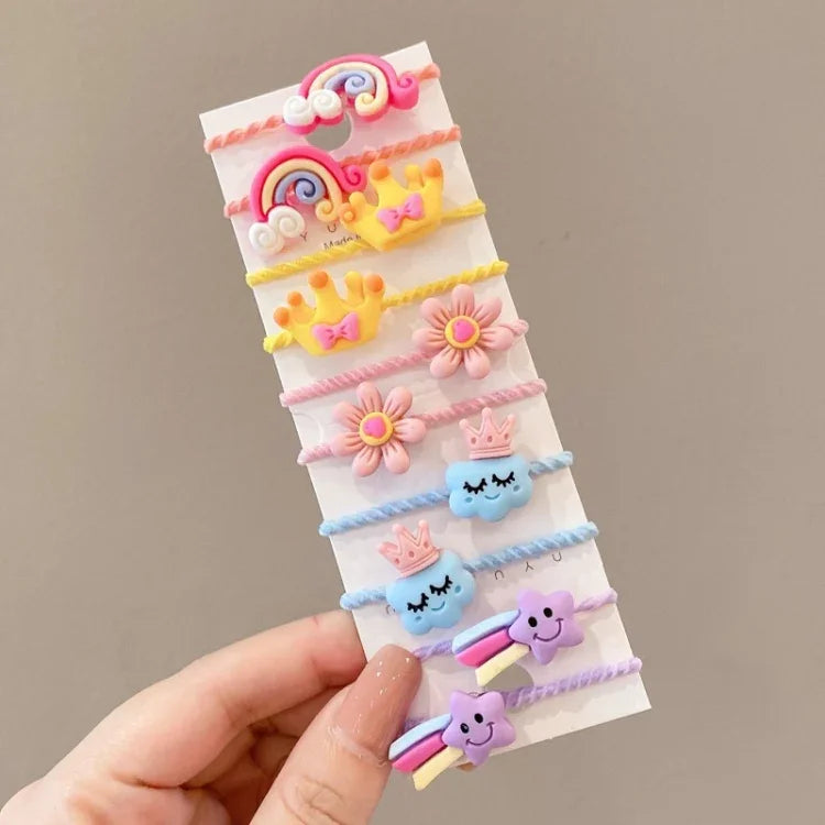 10er-Set hübsche Haarbänder für Kinder, kleine, unzerbrechliche Haarbänder, Blumen 1, Avocado, Obst und Gemüse, Blumen 2, bunte achtblättrige Blumen, rosa Bonbons, Frosch, Eiscreme, Wassermelone, transparente Gänseblümchen, cremefarbene...