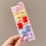 10er-Set hübsche Haarbänder für Kinder, kleine, unzerbrechliche Haarbänder, Blumen 1, Avocado, Obst und Gemüse, Blumen 2, bunte achtblättrige Blumen, rosa Bonbons, Frosch, Eiscreme, Wassermelone, transparente Gänseblümchen, cremefarbene...