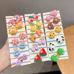 10er-Set hübsche Haarbänder für Kinder, kleine, unzerbrechliche Haarbänder, Blumen 1, Avocado, Obst und Gemüse, Blumen 2, bunte achtblättrige Blumen, rosa Bonbons, Frosch, Eiscreme, Wassermelone, transparente Gänseblümchen, cremefarbene...