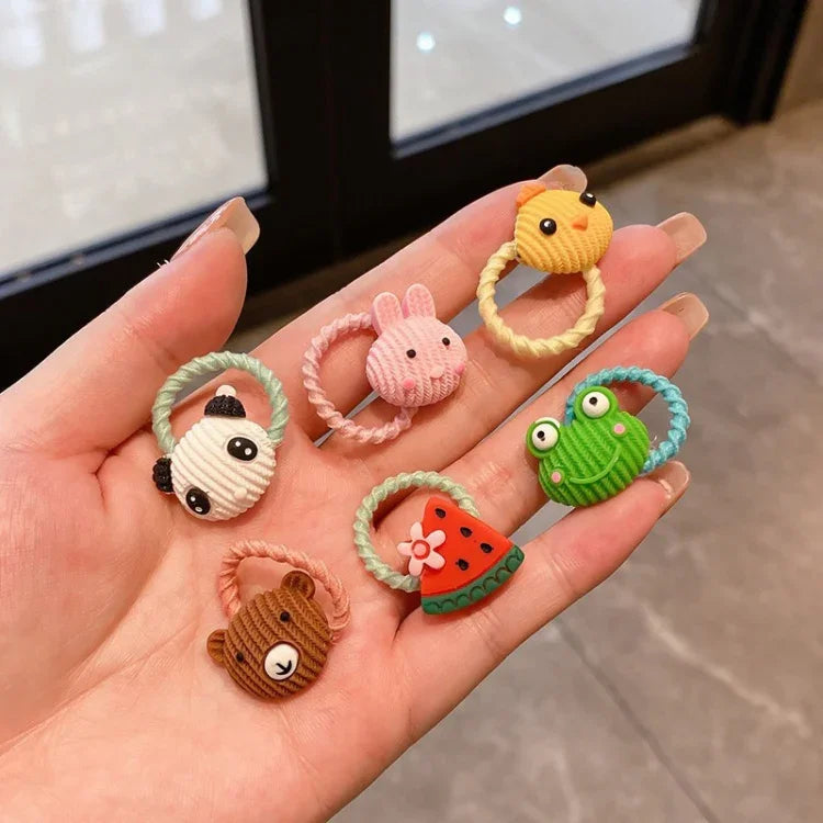 10er-Set hübsche Haarbänder für Kinder, kleine, unzerbrechliche Haarbänder, Blumen 1, Avocado, Obst und Gemüse, Blumen 2, bunte achtblättrige Blumen, rosa Bonbons, Frosch, Eiscreme, Wassermelone, transparente Gänseblümchen, cremefarbene...