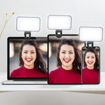 Selfie-Aufhelllicht Wiederaufladbar mit 3 Farbtemperaturen, Clip für Telefon, Laptop, Tablet Meeting, 24 LEDs