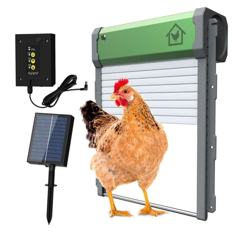 Automatische Hühnerstalltür mit Solarantrieb, 4 Betriebsmodi, Fernbedienung, Solar