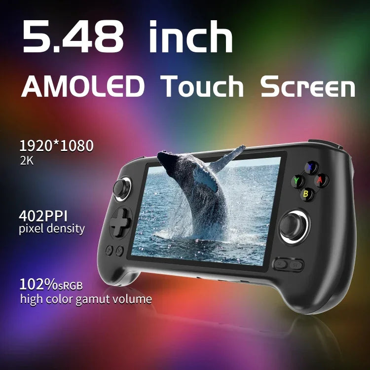 ANBERNIC RG556 Handheld-Spielkonsole mit Android 13-System, 5,48-Zoll-AMOLED-Bildschirm, WLAN und Bluetooth, 128 GB + 128 GB oder 128 GB + 256 GB Speicher